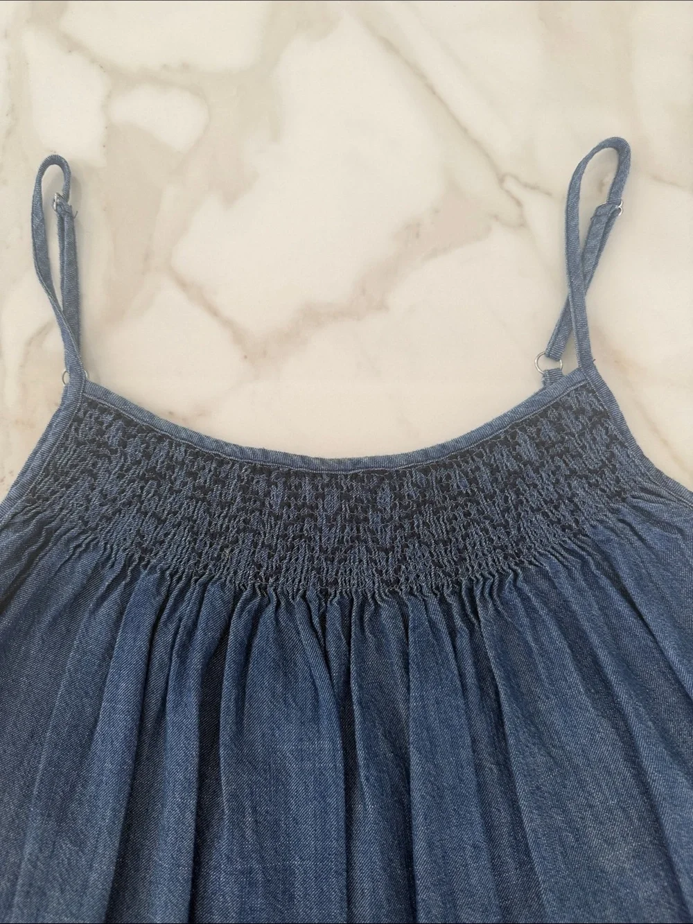 Ladies Blue Denim-Look Tank Top & Pants Set